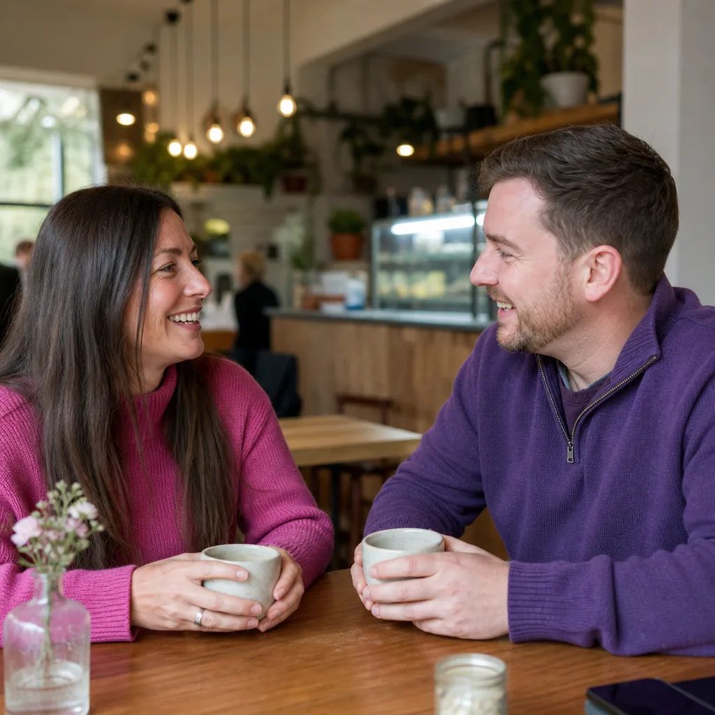 Two adults chatting while walking through Wellington in Telford
